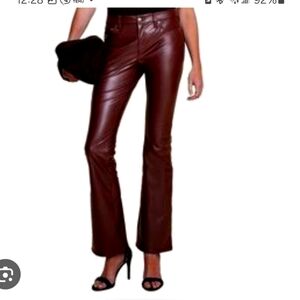 Burgundy Vegan Leather Pants